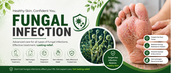 Fungal infection treatment for skin rash, nail fungus and yeast infection