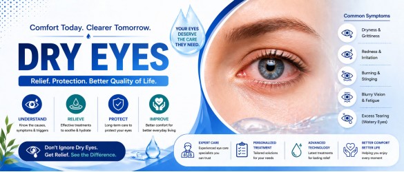 Dry eyes treatment with lubricating eye drops for irritation relief