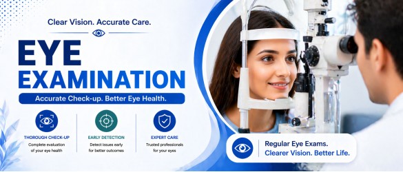 Eye examination vision testing and eye health screening