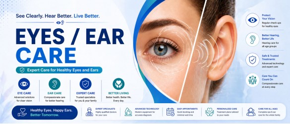 Eye and ear care treatment with drops for infection irritation and pain